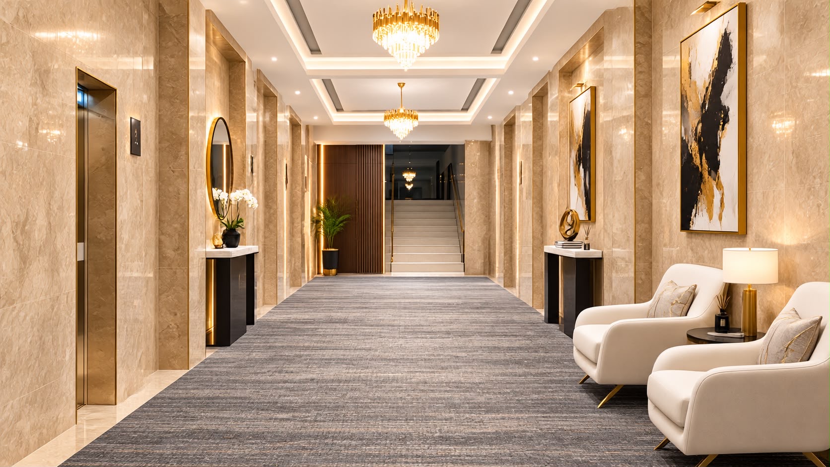 Hall et couloir élégants de ELFA Suites